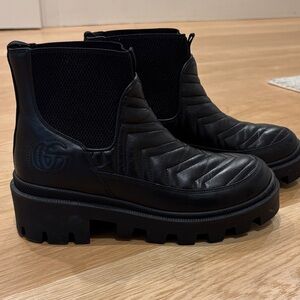 Gucci Quilted Black Leather Booties